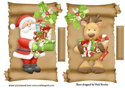 Santa and Reindeer with Lots of Pressies Toppers