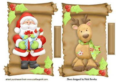 Christmas Santa with Reindeer and Holly Toppers