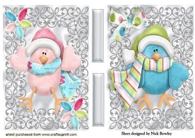 Two Litle Birds in Silver Filigree Frames Toppers