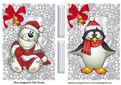 Mr Polar Bear and Mr Penguin in Silver Filigree Toppers