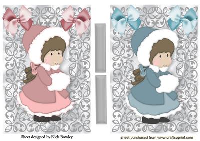 Cute Little Winter Cuties in Silver Filigree Frame Toppers