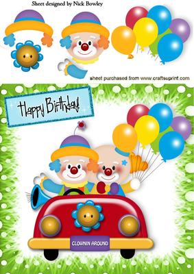 Clownin Around Cute Clowns in a Car with Balloons