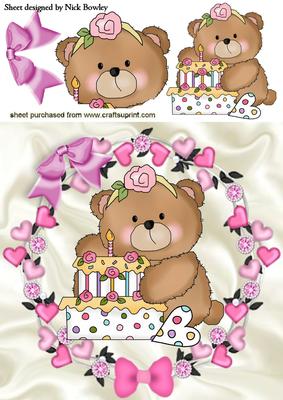 Happy Birthday Teddy with Cake