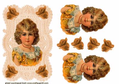 Little Girl on Peach Lace Background