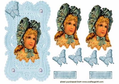 Beautiful Little Girl in Blue with Bonnet
