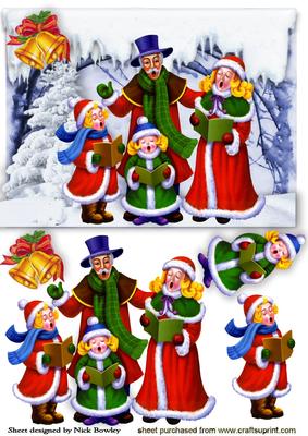 Carol Singers with Bells in the Snow