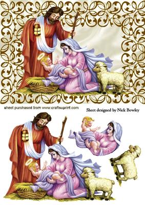 Mary and Joseph Nativity Scene in Filigree Frame
