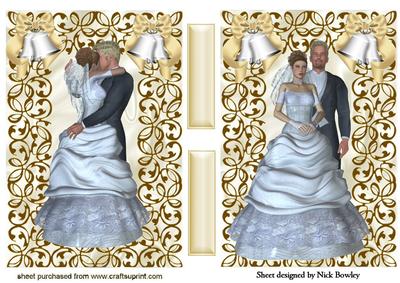 Lovely Wedding Couple Toppers with Gold Bells