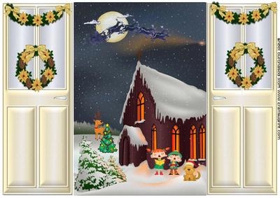 Beautiful Gate Fold Church with Animation Carol Singers
