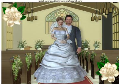 Our Special Day Wedding Couple in the Church with Flowers A4