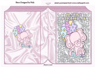 Pinky the Elephant in Silver Filigree Frame Folded Book