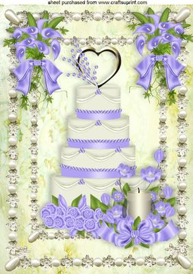 Pretty Lilac Wedding Cake with Candle in Pearl Frame