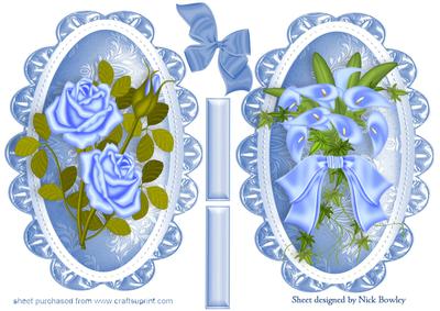 Blue Floral Toppers of Roses and Flowers