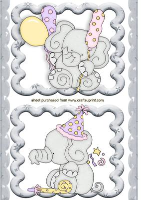 Little Grey Elephants with Balloons Toppers