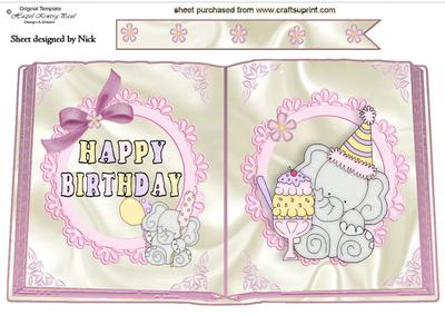 Little Grey Ellie with Lots of Birthday Goodies Open Book