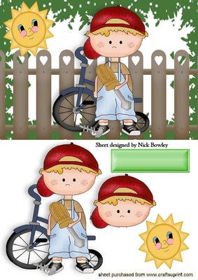 Little Boy with His Bike in the Sunshine