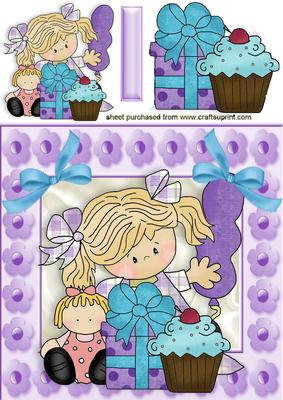 Little Girl in Flower Frame with Her Birthday Goodies 8x8