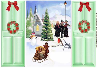 Snowy Sleigh Christmas Scene Gate Fold