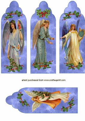 Elegant Christmas Angels on a Cloudy Background Bookmark or Topper