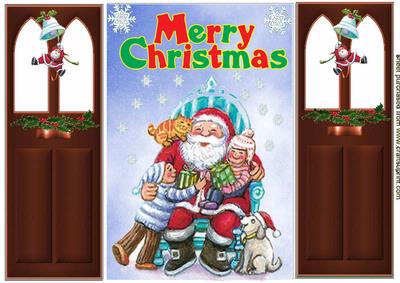 Santa with the Children Gate Fold with Brown Doors