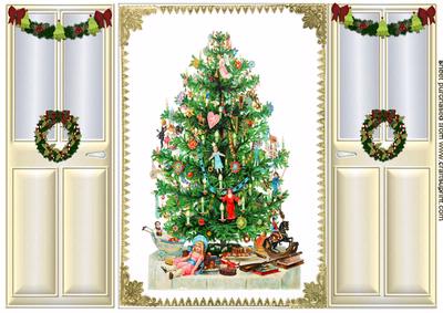 Vintage Traditional Christmas Tree Gate Fold
