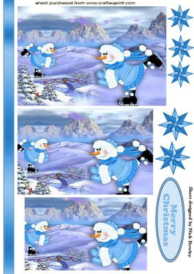 Skating Snowmen in Christmas Scene Pyramids