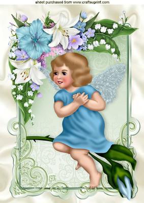 Pretty Faerie Sitting on a Rose Branch with Flowers A4