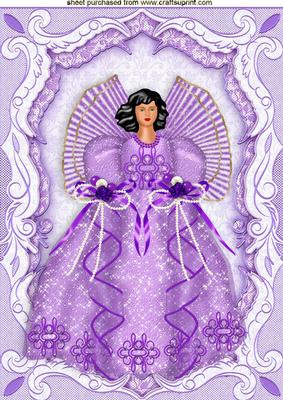 Pretty Angel in Lilac in Ornate Frame A4
