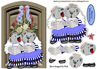 Christmas Front Door with Angel Teddies Singing