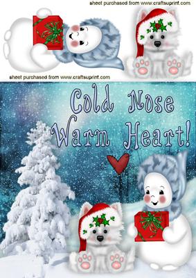 Cold Nose Warm Heart, Cute Puppy and Snowman