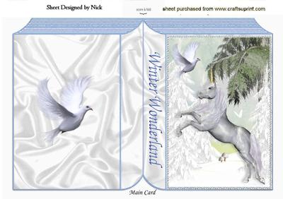 Winter Wonderland White Unicorn and Dove Folded Book