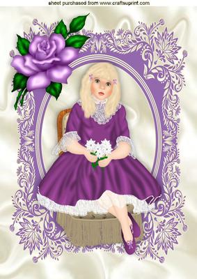 Sweet Little Girl with Blond Hair and Rose A4