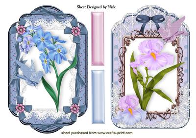 Pretty Floral Toppers with Birds in Lace Frames