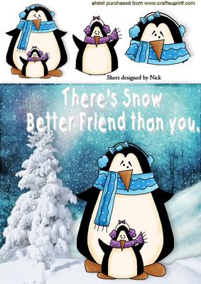 Snow Friends Cute Penguins in the Snow 8x8