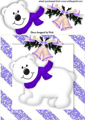 Little White Polar Bear with Purple Scarf