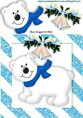 Little White Polar Bear with Turq Scarf