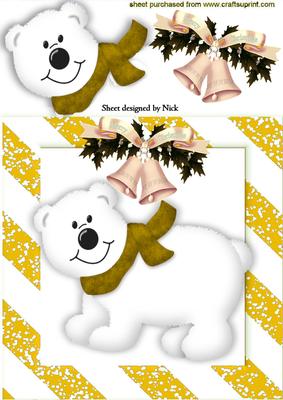 Little White Polar Bear in Gold Scarf