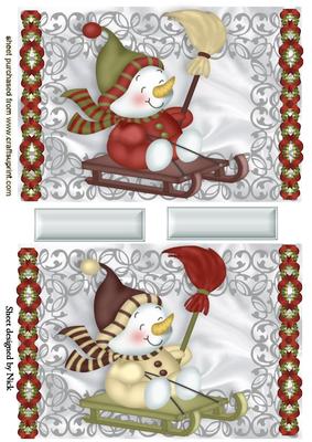 Cute Snowmen on Sledges, Toppers