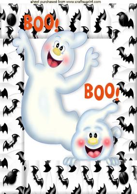 Cheeky Boo Ghosts in Bat Frame A4