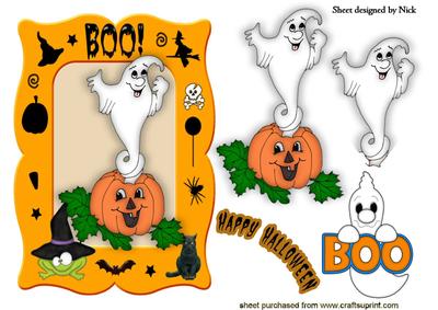 Ghost with Pumkin in Halloween Frame