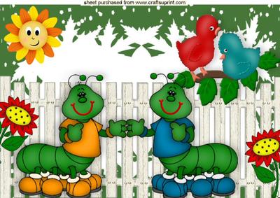 Cute Caterpillars Best of Friends in the Garden A4