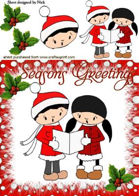 Carol Singers Little Boy/girl with Holly