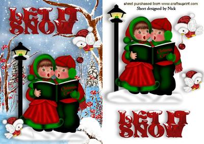 Carol Singers in the Snow with Robins