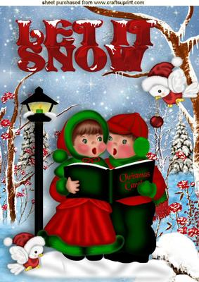 Carol Singers in the Snow with Little Robins A4