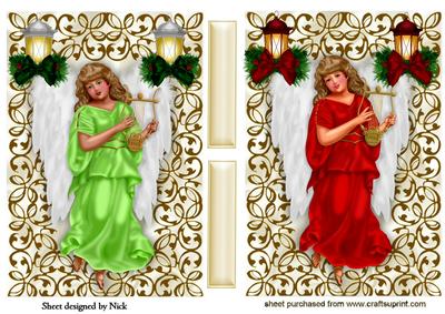 Christmas Vintage Angel Toppers with Lanterns