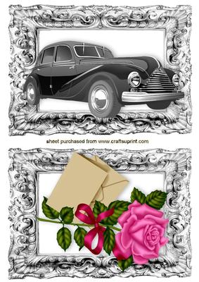 Vintage Car and Beautiful Pink Rose Toppers