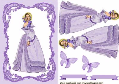 Elegant Victorian Lady in Lilac Lace Frame