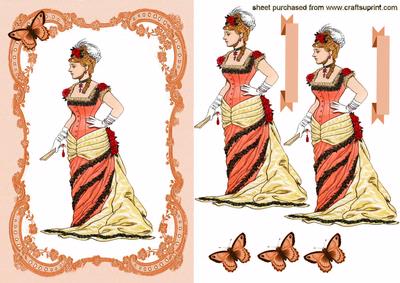 Elegant Victorian Ladies on Peach Lace Background