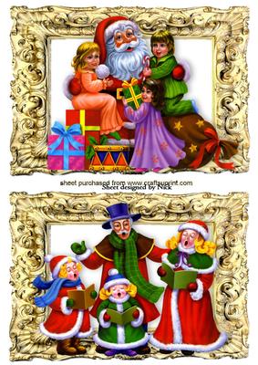 Santa and Carol Singers in Frames Toppers