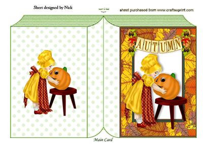 Little Lady with Pumpkin in Autumn Frame Folded Book